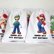 Пользовательские 6 шт Марио день рождения любимые Пакеты Подарочная Упаковка конфет сумки Дети День рождения украшения поставки Марио подарок на вечеринку в честь рождения ребенка сумки