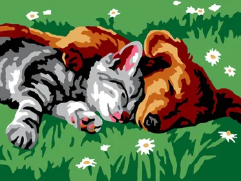 

Kitten and puppy, 30*40 cm painting by numbers on canvas Snow White 210-ce