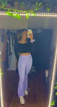 Sweetown-Pantalones elásticos de punto para mujer, de color morado Joggers Y2K, acampanados, ajustados, de cintura alta, estilo Vintage de los 90