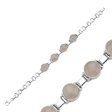 Серебряный 925 пробы розовый кварцевый камень браслет ручной работы