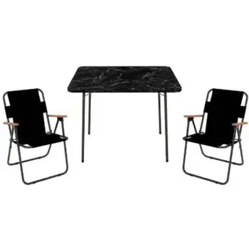 Marble Pattern Folding Garden 2Pc Chair 1 Table Coffee Camping Dining Living Room Furniture Office Laptop Working Home Decorative accessory tanie i dobre opinie TR (pochodzenie)