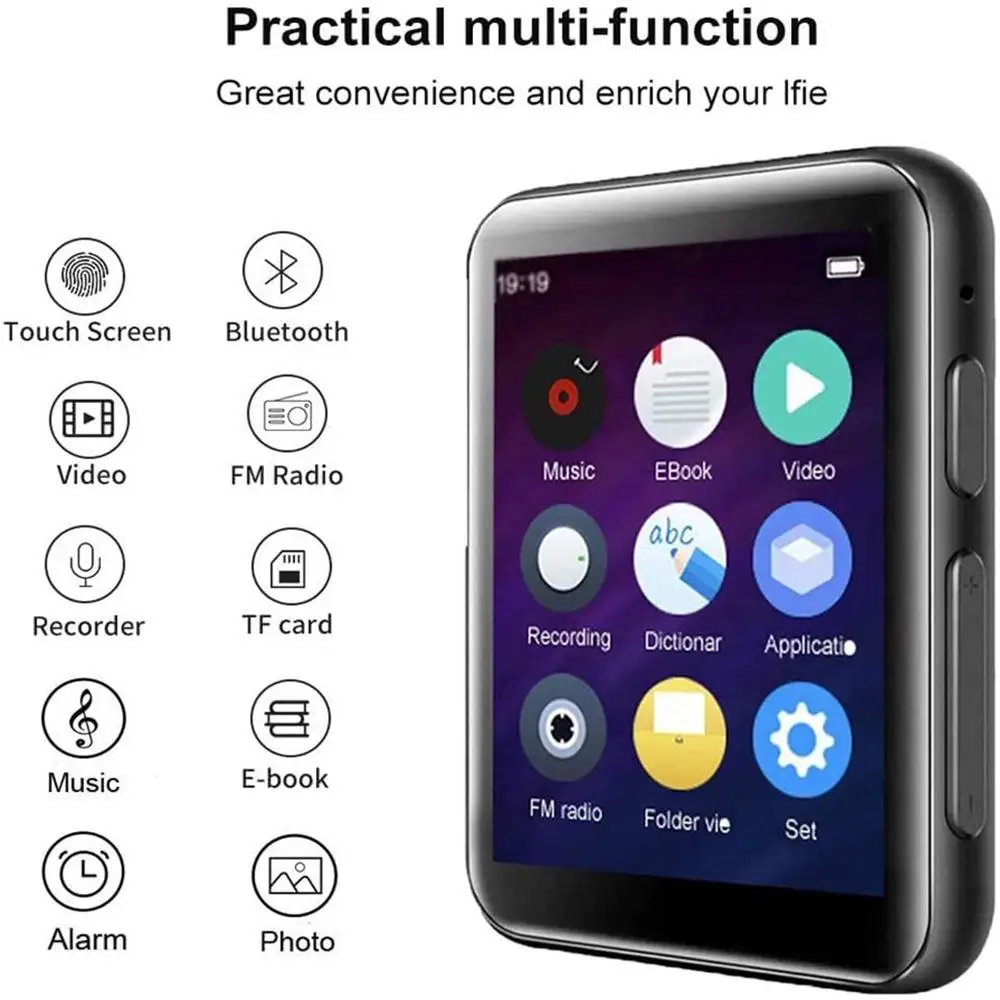 32GB MP3 Player with Bluetooth 2.4 inch Full Touch