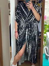 100% de algodón para mujer, Vestido tipo Kimono con cinturón propio, a rayas negras, para playa, Q1225, 2021