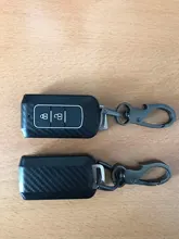 Funda de fibra de carbono para llave de coche, cubierta para MITSUBISHI OUTLANDER 3 Lancer 10 L200 ASX Colt Pajero sport ECLIPSE CROSS con llavero