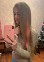 AliLeader-extensiones de cabello de una pieza con Clip, 57 colores, pelo sintético, degradado, rosa, rojo y azul, con Clip