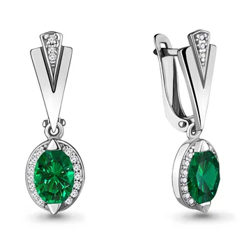 

Earrings made of silver with nanoemerald Sint. And nanosapphire synth.