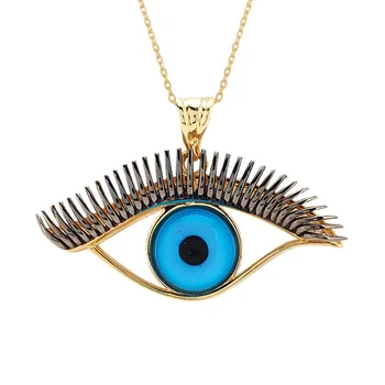 

Long Ciliated Eye Gold Necklace 01-330-KMZ042