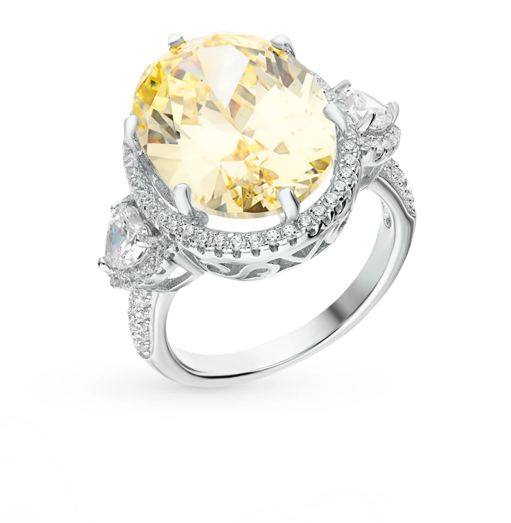 Серебряное кольцо с фианитами SUNLIGHT проба 925