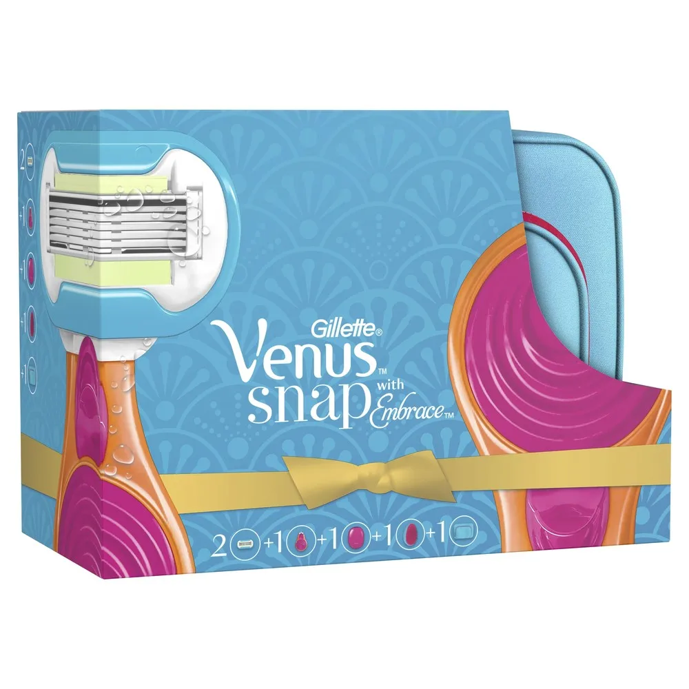 Подарочный набор Venus Snap Embrace(компактная бритва+ 2 сменных кассеты+ косметичка+ расческа