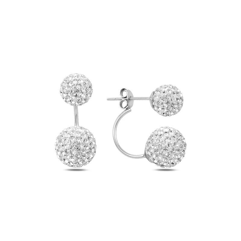 

Silver 925 Sterling Zircon Dual Ball Earrings