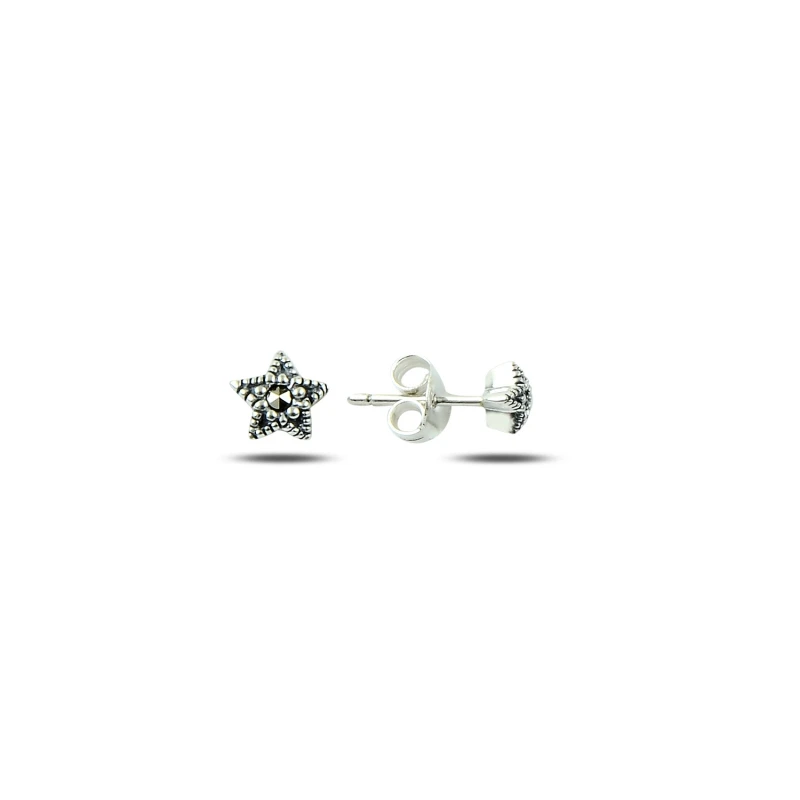 Серебряные 925 пробы Серьги из марказита с кубическим цирконием