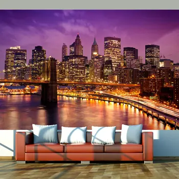 

Wall mural-Manhattan and Brooklyn Bridge night-450x270 cm