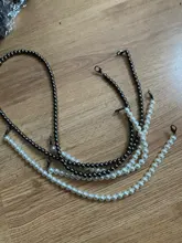 Correa con perlas para bolso de mujer, accesorio para bolso, manijas para cinturón, cadena de cuentas, piezas de mano, cierre plateado/dorado/negro