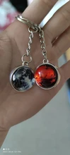 Llavero luminoso con bola de cristal de doble cara, sistema Solar que brilla en la oscuridad, para llaveros de galaxia, nebulosa, Luna, tierra, sol