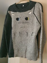 Suéter de terciopelo grueso para hombre, Jersey informal con bordado de gato para parejas, temporada otoño invierno, 2020