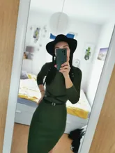 Sweater Dresses Turtleneck Long-Sleeve Slim Bodycon Vestidos Autumn Winter Women Lady