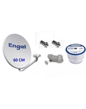 

Kit satellite dish Engel 60 cm + LNB + 20 mts coaxial cord + F connectors
