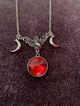 Cristal de vidrio Luna collar COLGANTE media luna bruja joyería de Luna simple collar joyería pagano mago regalo