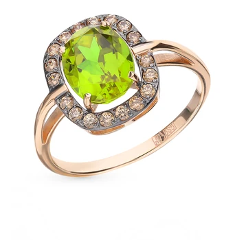 

Gold ring with sultanite and cubic zirconia sunlight