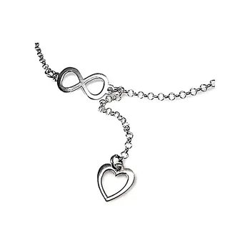 

Choker 925 sterling silver m rolo chain infinity heart [AA9728]