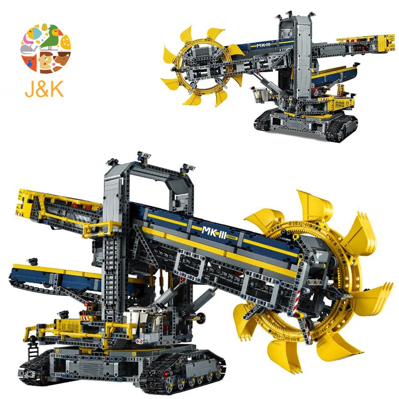 42055, 3929 шт., серия Technic, ковшовый колесный экскаватор, строительные блоки, кирпичи, развивающие игрушки для детей, 20015