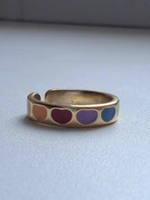 Anillo de corazón de amor esmaltado colorido gótico Vintage, anillos sencillos de Metal dorado y plateado para mujer, joyería Punk Rock