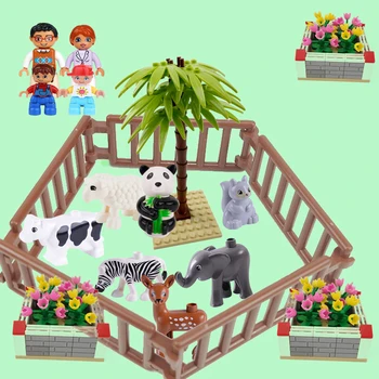 

Duplo City Series Herbivorous Animal Zoo Family Building Blocks Kids Toys Educational Presents Accessory Parts Happy Zoo Duploed