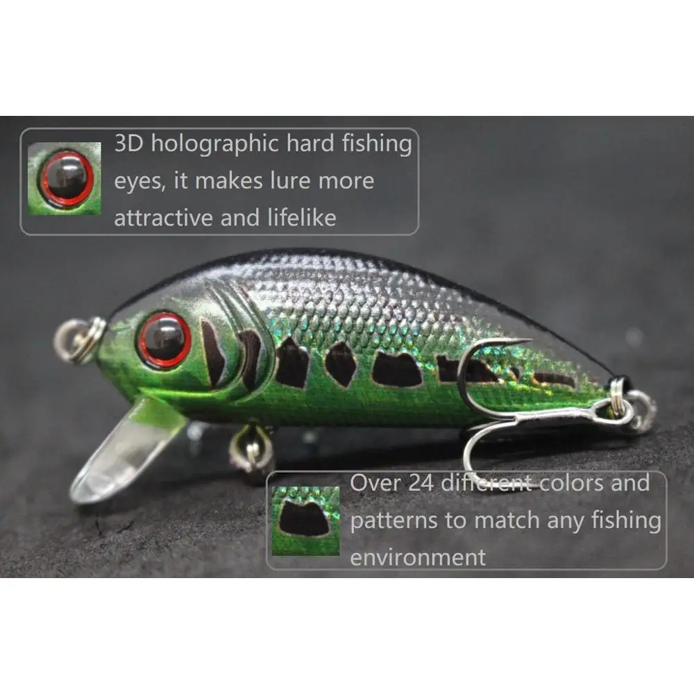 wLure 5g 4.5cm Small Size Sinking to Bottom Wobbler Lightweight 10# Treble Hooks Assorted Colors Crankbait Fishing Lures C544