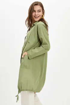 

DeFacto Woman Long Sleeve Shirt Women Spring Casual Shirts Women's Khaki Green Color Shirts Female Top Shirts-N1952AZ20SP
