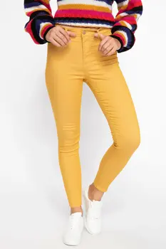 

DeFacto Woman Trousers Women Solid Color Fit Body Pencil Pants Yellow Blue Green Female Bottoms Slim Trousers-J5604AZ18AU