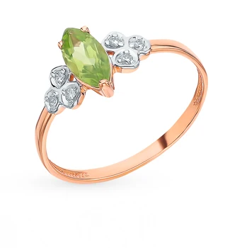 

Gold ring with хризолитом and cubic zirconia sunlight sample 585