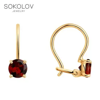 

Sokolov drop earrings with stones in gold with grenades, fashion jewelry, 585, women's/men's, male/female, long earrings