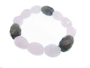 

Three quarzos ELASTICA bracelet FUMEE and nine Oval rose quartz
