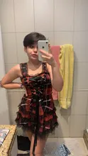 Vestido clásico de encaje con volantes para mujer, sin mangas, a cuadros, Vintage, gótico, minivestidos de baile, disfraz de Cosplay de talla grande