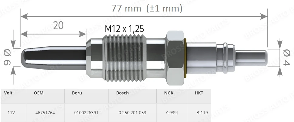 BGP52-1 4 шт. нагреватель свечи зажигания GX91, 0100226391,100226391 для 1,9 D