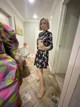 Floral-Dress Loose Full-Sleeve Fashion Women Casual Autumn Winter High-Waist