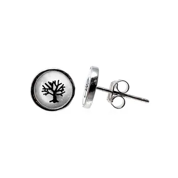 

Sterling silver earrings 925mm female 8mm. Tree of Life round mother-of-pearl close pressure
