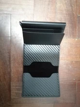 Cartera inteligente para hombre y mujer, tarjetero de aleación de aluminio, Mini billetera informal de negocios, de cuero