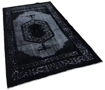

143x233 Cm Black Handmade Over Dyed Rug-5x8 Ft