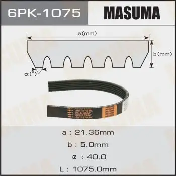 Ремень ручейковый Masuma MASUMA 6PK1075