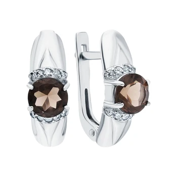 

Silver earrings with раухтопазами and cubic zirconia sunlight sample 925