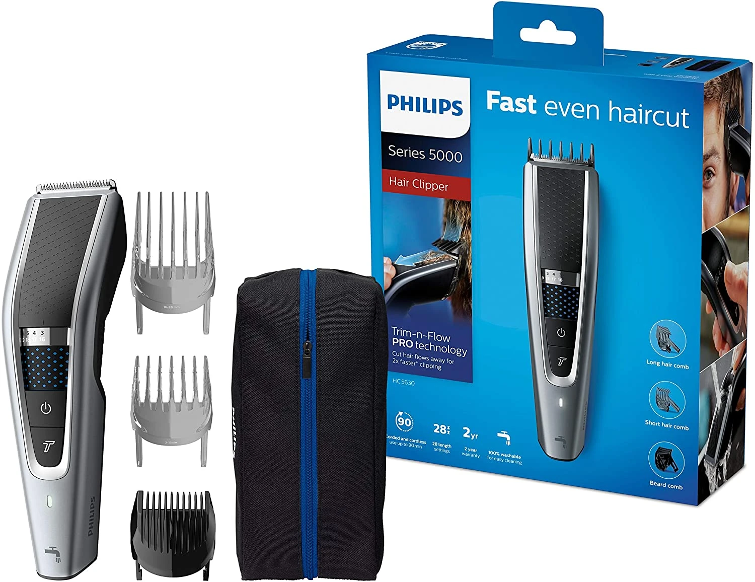 Philips HC5630 / 15 Series hair / beard trimmer, 28 length settings, 3 comb heads mode|Electric Shavers| - AliExpress