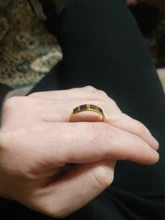 Anillo rectangular minimalista para mujer, joyería de sello con nombre personalizado, banda de tono dorado, acero inoxidable, regalo inicial