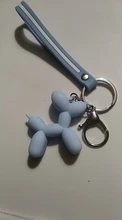 Llavero perro de globos de dibujos animados para mujer, llaveros de perros coloridos de goma suave de PVC, llavero de coche, llavero, bolsa, colgante, joyería