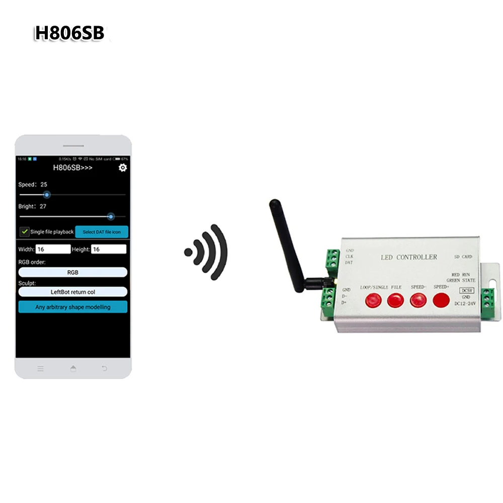 H806SB светодиодный контроллер sd карт WIFI SPI DC5 24V Wi Fi с помощью приложения Max 2048