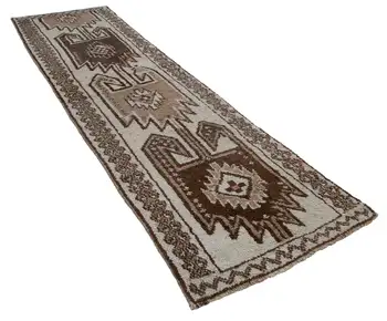 

89x312 Cm Beige Handmade Boho Runner Rugs-3x10 Ft