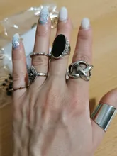 Tocona 6 unids/set Bohemia Color de plata antiguo Cross Arrow de diamantes de imitación negro anillos de encanto establece para las mujeres joyería de fiesta de кольца 3450