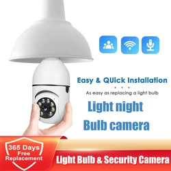 Caméra de surveillance IP Wifi intelligente, ampoule E27, 1080p avec lumière LED, suivi automatique, pour l'extérieur ou la sécurité à domicile, babyphone vidéo, Vision nocturne 