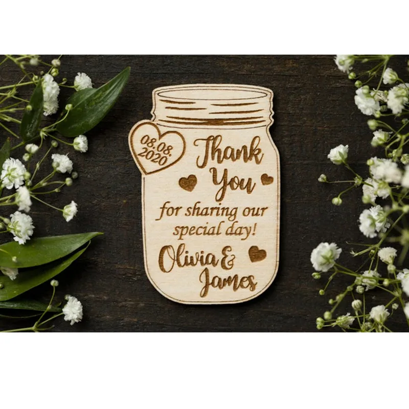 Rustic Wood Save The Date Magnet Personalized Wooden Engraved Mason Jar Magnets Thank You Wedding Favor Baby Shower Gift Idea Fridge Magnets Aliexpress