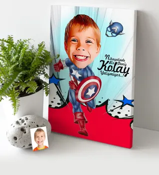 

Personalized Male Child Captain America Cartoon Canvas Table (30x50 cm.)
